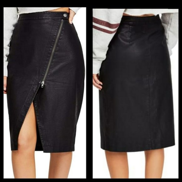 Free People Dresses & Skirts - Free People Wrapped Up Vegan Leather Skirt Sz 12